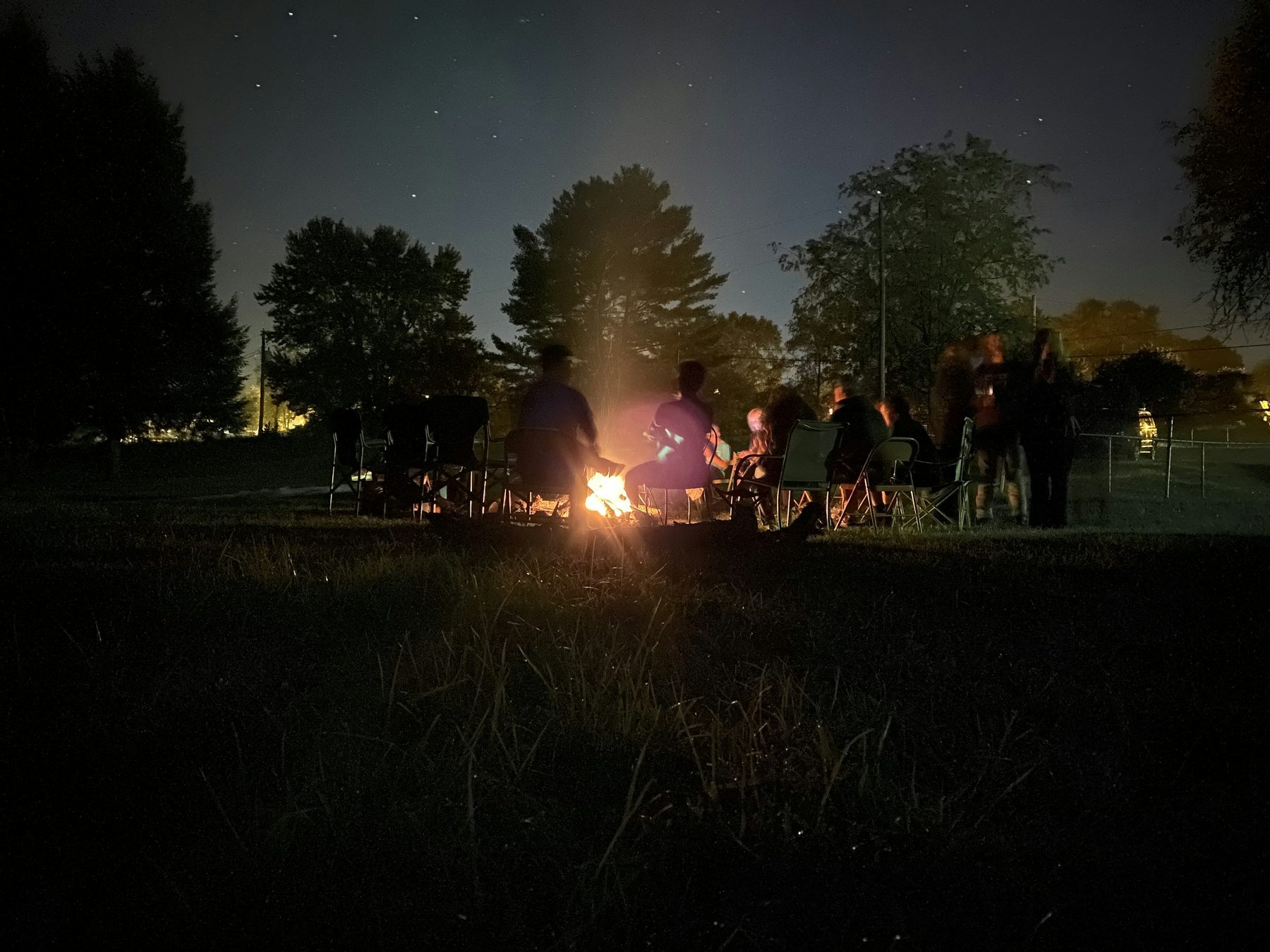 Campfire at home base.